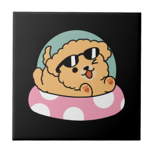 Summer Vibes Dog – Floating Puppy with Sunglasses Tile