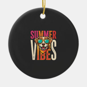 Summer Vibes Dog Sunglasses Ceramic Tree Decoration