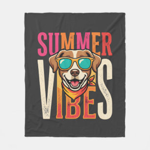 Summer Vibes Dog Sunglasses Fleece Blanket