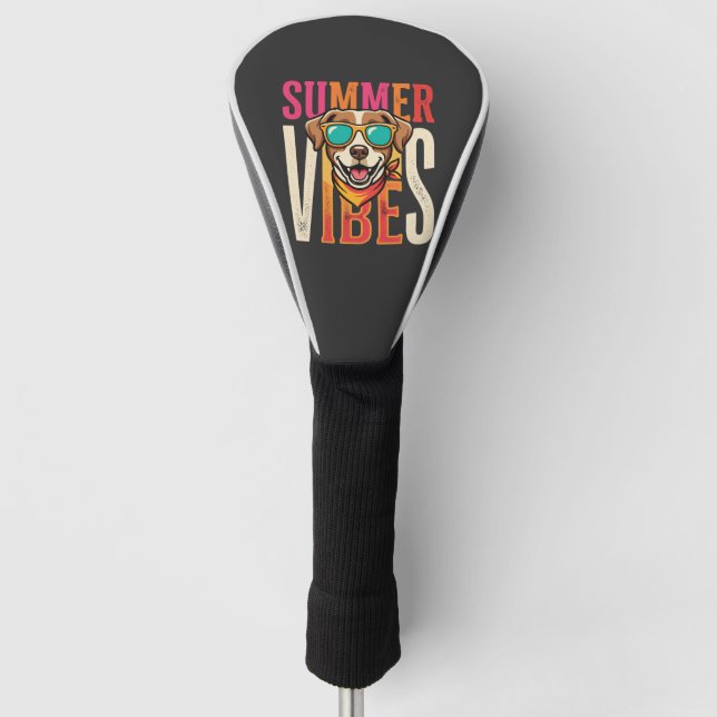 Summer Vibes Dog Sunglasses Golf Head Cover (Front)