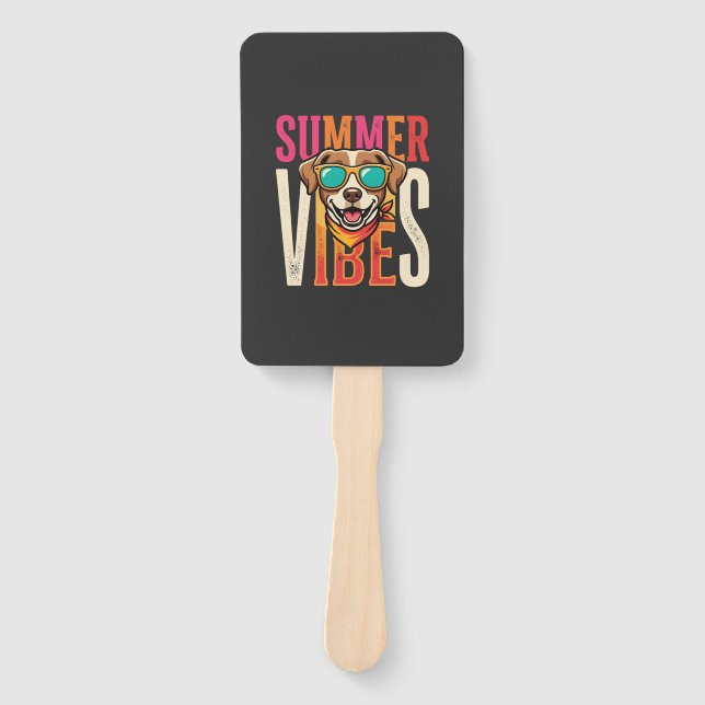 Summer Vibes Dog Sunglasses Hand Fan (Front)