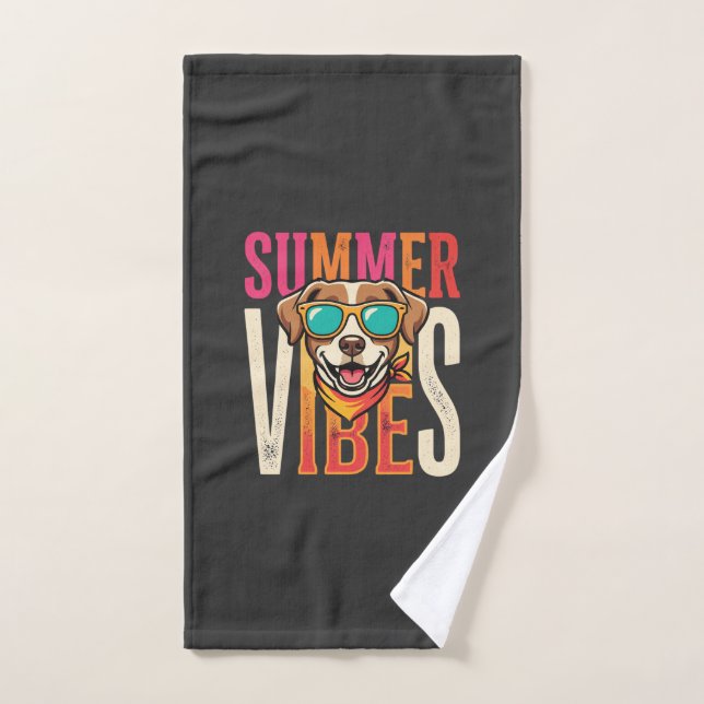 Summer Vibes Dog Sunglasses Hand Towel (Hand Towel)