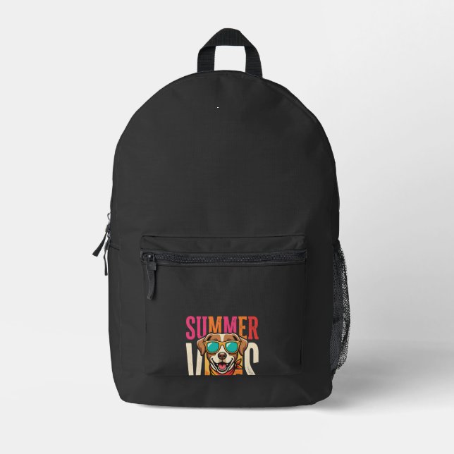 Summer Vibes Dog Sunglasses Printed Backpack (Front)