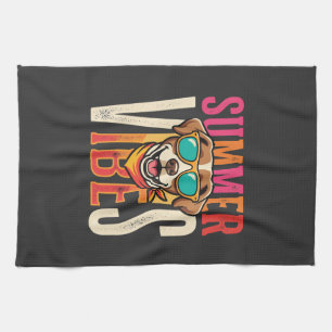 Summer Vibes Dog Sunglasses Tea Towel