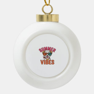 Summer Vibes Dog Sunglasses Vintage Shirt Design_1 Ceramic Ball Christmas Ornament