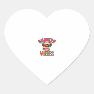 Summer Vibes Dog Sunglasses Vintage Shirt Design_1 Heart Sticker