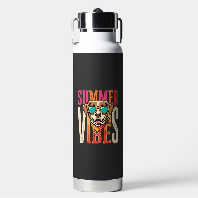 Summer Vibes Dog Sunglasses Water Bottle (Front)