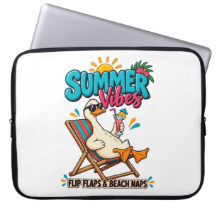 Summer Vibes Duck – Flip Flops & Beach Naps Laptop Sleeve