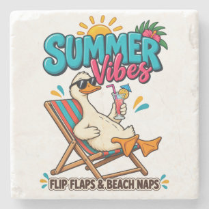 Summer Vibes Duck – Flip Flops & Beach Naps Stone Coaster