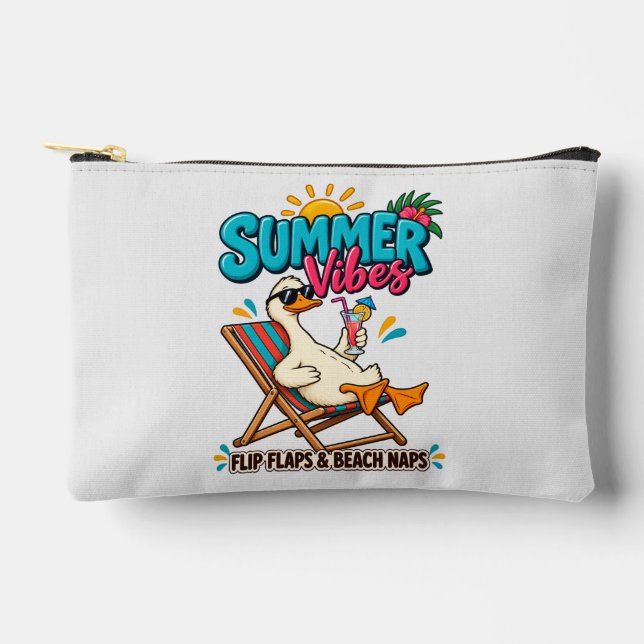 Summer Vibes Duck – Flip FlopsButton Bottle Opener Accessory Pouch (Front)