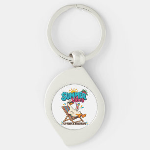 Summer Vibes Duck – Flip FlopsButton Bottle Opener Key Ring