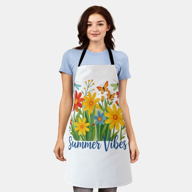 Summer Vibes Floral with Butterflies Apron (Worn)