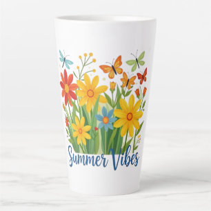 Summer Vibes Floral with Butterflies Latte Mug