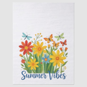 Summer Vibes Floral with Butterflies Tissue Paper