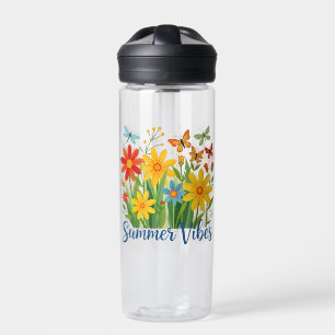 Summer Vibes Floral with Butterflies Water Bottle