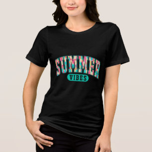 Summer Vibes Fun Retro Sunshine Beach Vacation Tri-Blend Shirt