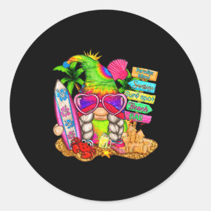 Summer Vibes Gnomes Beach Party Cute Gnome Hello S Classic Round Sticker