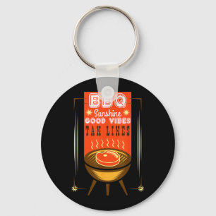 Summer Vibes Grilling Grill Cook BBQ Sunshine Tan Key Ring