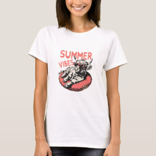 Summer Vibes Highland Cow Pool Float Cute Calf T-Shirt