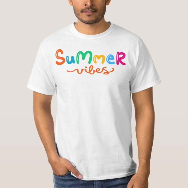 Summer Vibes Men's White T-Shirt (Front)