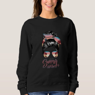 Summer Vibes Messy Bun Mum Funny Summer Vacation Sweatshirt