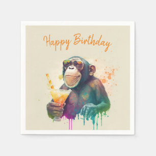 Summer vibes Monkey - Birthday  Napkin