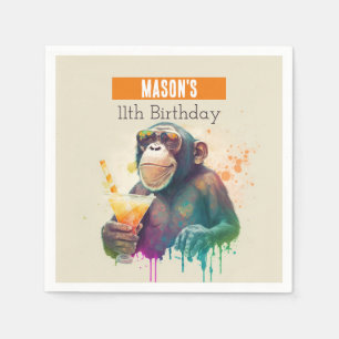 Summer vibes Monkey - Birthday  Napkin