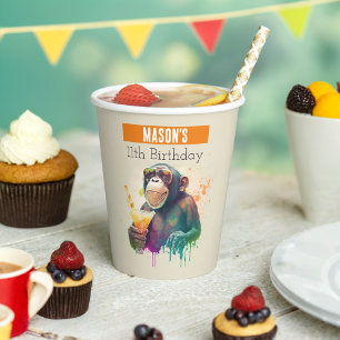 Summer vibes Monkey - Birthday  Paper Cups