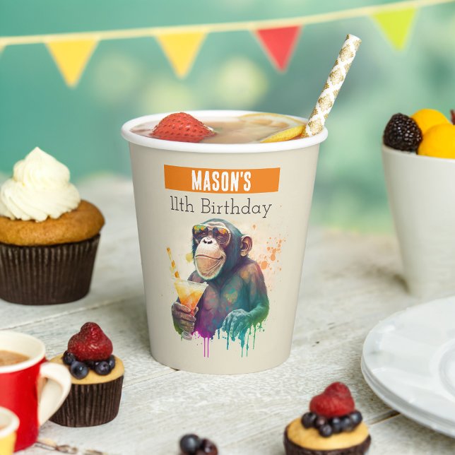 Summer vibes Monkey - Birthday  Paper Cups (Creator Uploaded)