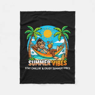 Summer Vibes Monkey Hck Beach Fleece Blanket