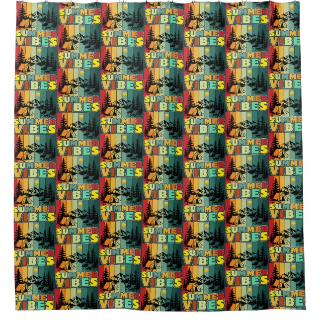 summer vibes nature camping vacation adventure shower curtain (Front)
