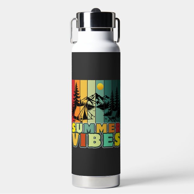 summer vibes nature camping vacation adventure water bottle (Front)