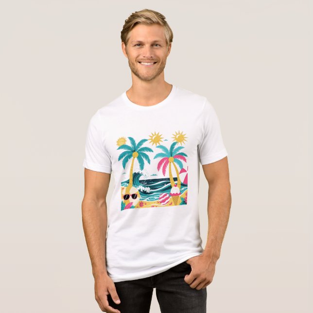Summer Vibes Only – Colourful Tropical Beach T-Shi Tri-Blend Shirt (Front Full)