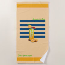 "Summer Vibes" Orange Dolce Far Niente Beach Towel