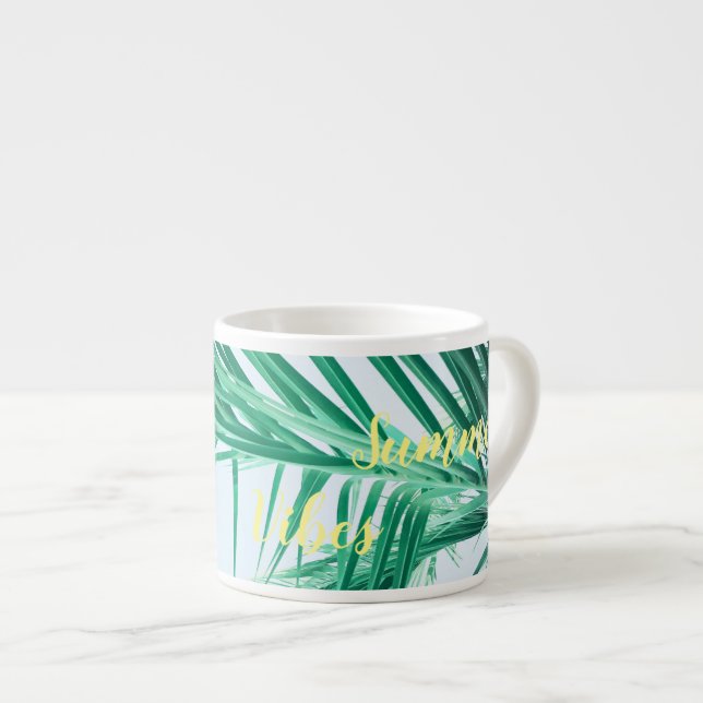 Summer Vibes Palm Leaves Espresso Coffee Mug (Front Right)