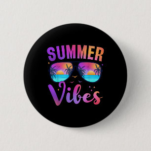 Summer Vibes Palm Sungles 70s Beach Life Retro Sum 6 Cm Round Badge