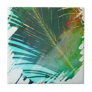 Summer Vibes Palm Tree Leaves Pale Green Tile