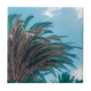 Summer Vibes Palm Tree Leaves Pale Green Tile