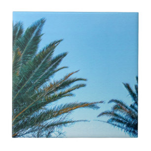 Summer Vibes Palm Tree Leaves Pale Green Tile