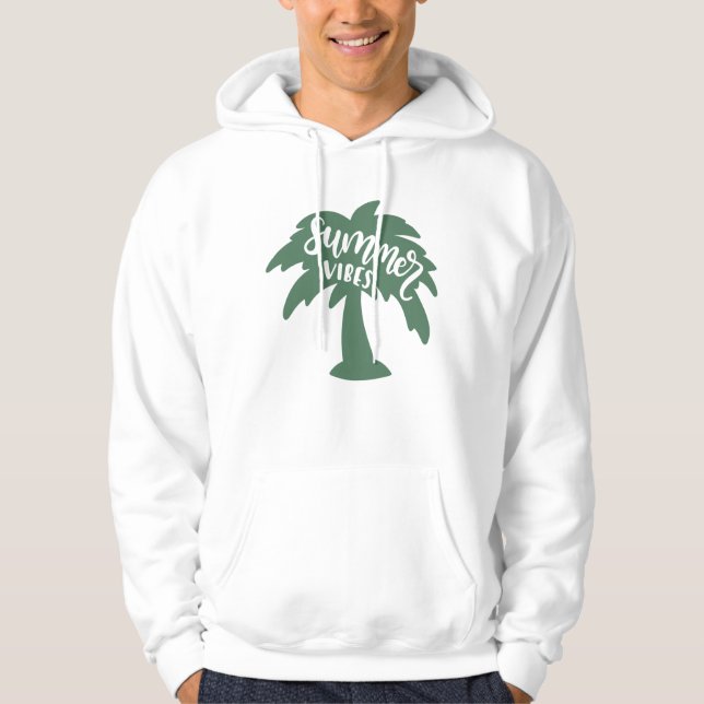 Summer Vibes Palm Tree Sun Beach Summer Hoodie (Front)