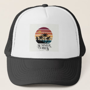 Summer Vibes Palm Tree Sunset T-Shirt Design – Ret Trucker Hat