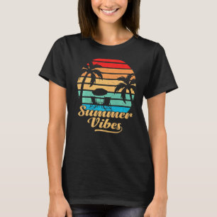 Summer Vibes Palm Trees Vintage Retro Beach Chair T-Shirt