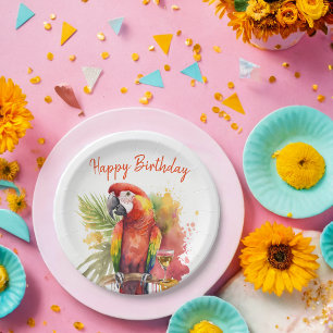 Summer vibes Parrot -  Birthday  Paper Plate