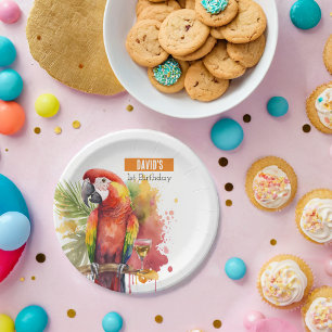 Summer vibes Parrot - Birthday Party - Paper Plate