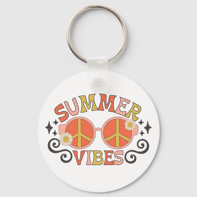 Summer Vibes Peace Sunglasses  Key Ring (Front)