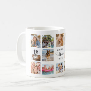 Summer Vibes Photo Collage white black Coffee Mug