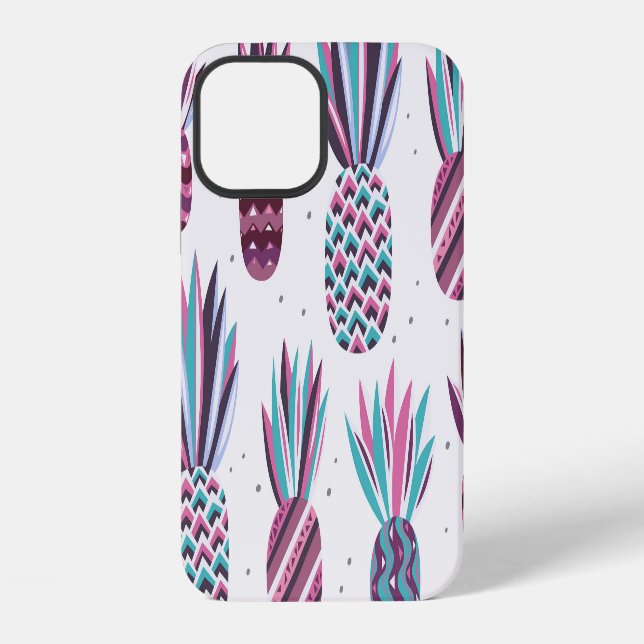 Summer Vibes: Pineapple Pattern, Colourful Dots iPhone Case (Back)