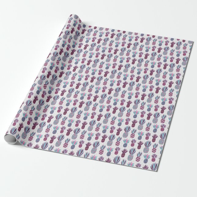 Summer Vibes: Pineapple Pattern, Colourful Dots Wrapping Paper (Unrolled)