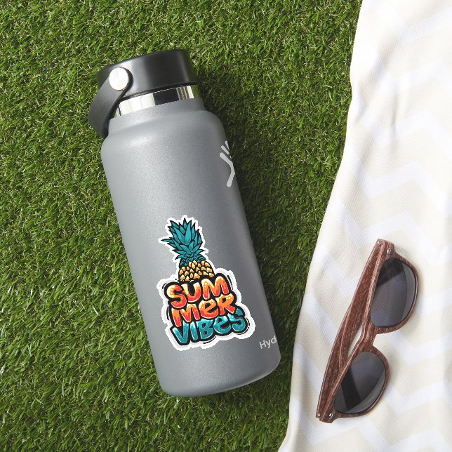 Summer Vibes Pineapple Vinyl Stickers (HydroFlask Insitu)