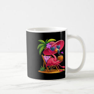 Summer Vibes Pink Flamingo Beach Palm Tree Summer Coffee Mug